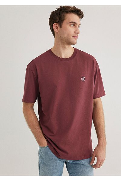 Mavi Logo Embroidered Red T-Shirt Loose Fit / Loose Relaxed Cut 067074 -70396
