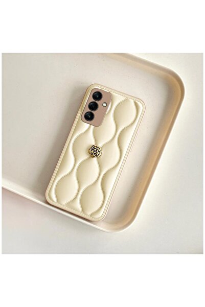 Zebana Samsung Galaxy A34 Compatible Case Zebana Camellia Leather Case Beige