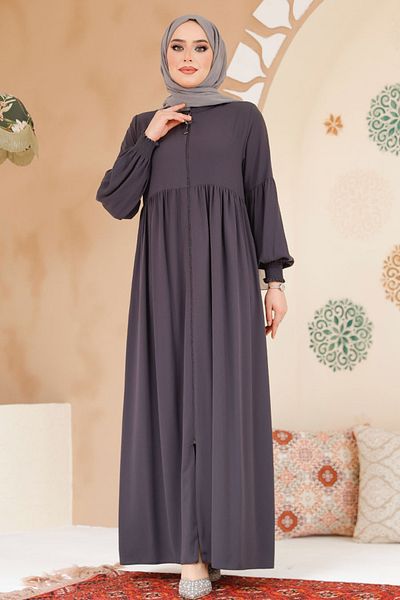 Neva Style Smoked Hijab Ferace - Fermoar, Model 45286FU