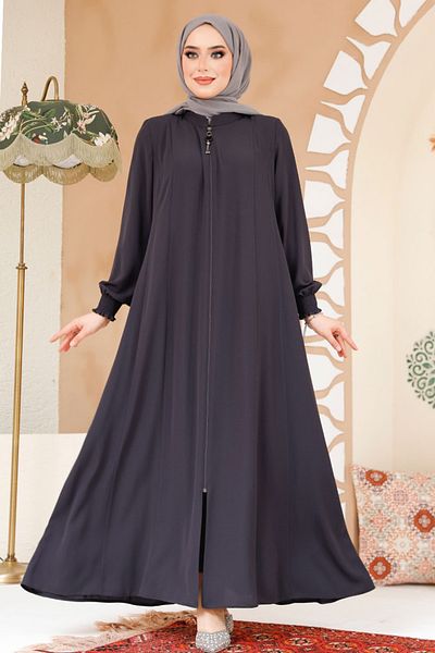 Neva Style Black Hijab Ferace - Fermoar, Model 45294FU