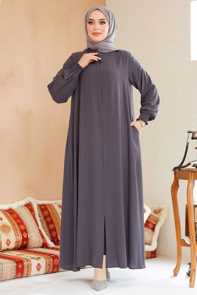Neva Style Smoked Hijab Ferace - Zippered, Model 45287Fu