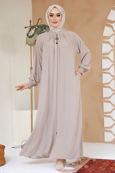 Neva Style Hijab Bej Ferace - Fermoar, Model 45293BEIG