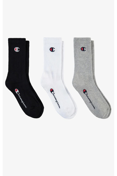 Champion Basics 3Pk Crew Socks Gray Unisex Socks-U24558-Em006