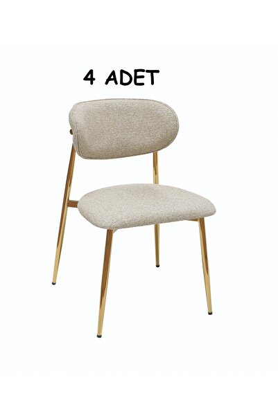 VETROWOOD Sandalye Gold Kaplamalı Mutfak Sandalyesi Yemek Odası Sandalyesi