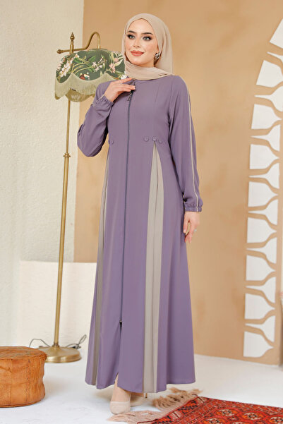 Neva Style Lilac Hijab Ferace - Φερμουάρ, Μοντέλο 45288LILA