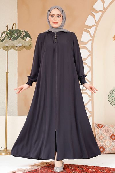 Neva Style Black Hijab Ferace - Fermoar, Model 45294FU