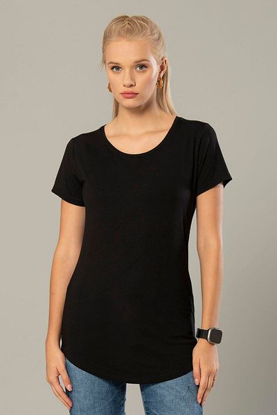 Weweus Long Black Viscose Women's T-shirt - 229