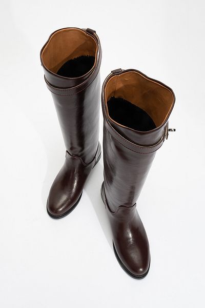 Luvi Γυναικείες μπότες ιππασίας YOKO Claret Red Leather Belted