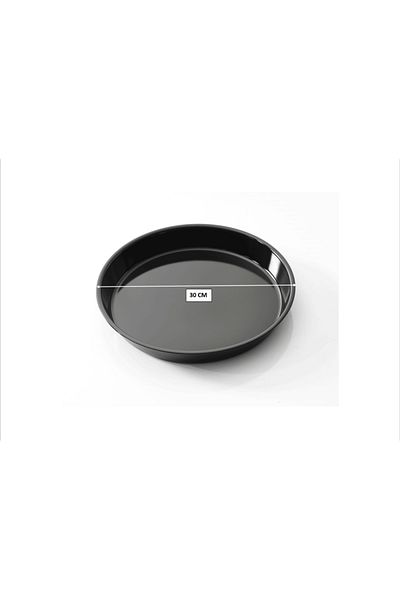 COOK-LAB 30 cm Black Shiny Enamel Round Baklava Pastry Baking Tray