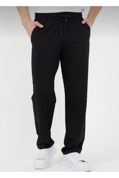 THE WHITE Siyah Baggy Kesim Düz Paça Kışlık Eşofman Altı