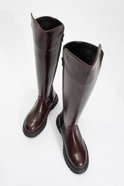 LuviShoes SHADOW Claret Red Stretch Λεπτομερείς Γυναικείες Μπότες