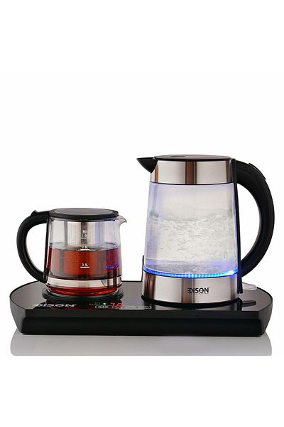 Edison طقم صنع الشاي غلاية + إبريق زجاجي 1.7 لتر/1.0 لتر 2350 واط