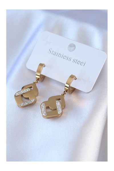 Clariss 316L Steel Gold Color Zircon Stone Women's Earrings
