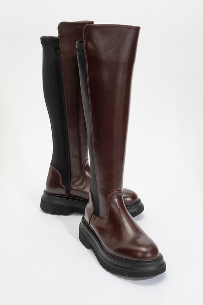 LuviShoes SHADOW Claret Red Stretch Λεπτομερείς Γυναικείες Μπότες