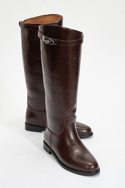 Luvi Γυναικείες μπότες ιππασίας YOKO Claret Red Leather Belted