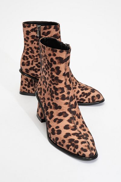 LuviShoes ALBA Schwarz-gelb gemusterte Damenstiefel mit dickem Absatz