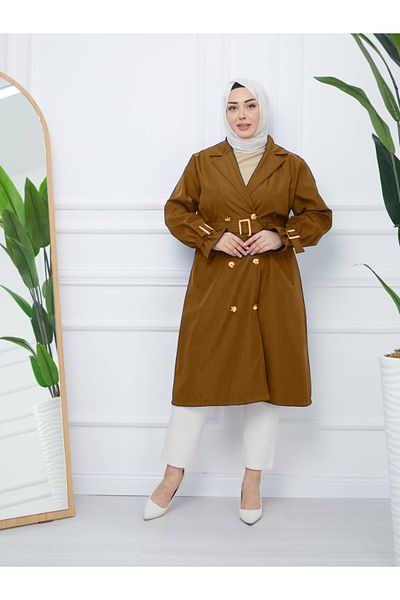 RACE FASHİON Μακρύς διπλός γιακάς Trench Coat - RC3013