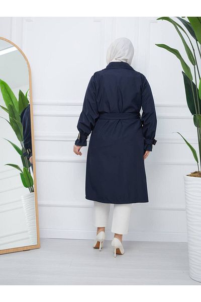 RACE FASHİON Μακρύς διπλός γιακάς Trench Coat - RC3013
