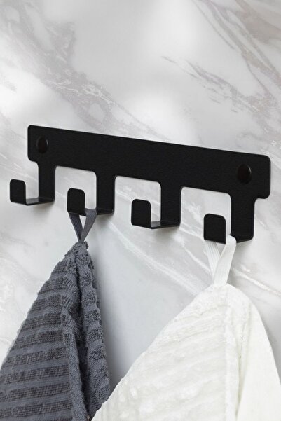 3art Metal Demir Banyo Askısı - Duvara Monte Havlu ve Elbise Askısı 4 Kancalı
