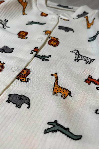 peki baby&kids Well Seasonal Girls Boys Baby Interlock Cotton Animal Kingdom Snap Jumpsuit 16893