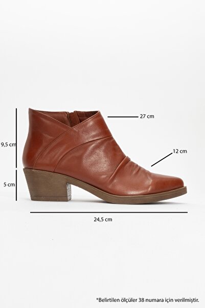 LuviShoes Γυναικείες μπότες με χοντρό τακούνι RULE Dark Tan από γνήσιο δέρμα
