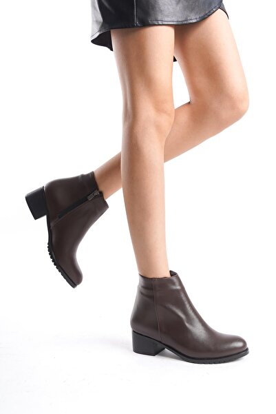 CZ London Women's Genuine Leather Mini Bootie Comfortable Sole Round Toe Casual Winter Boots