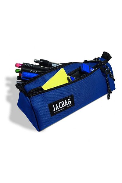 Jacbag Geantă pentru creion pentru băiat, cu două compartimente, triunghiulară, albastră