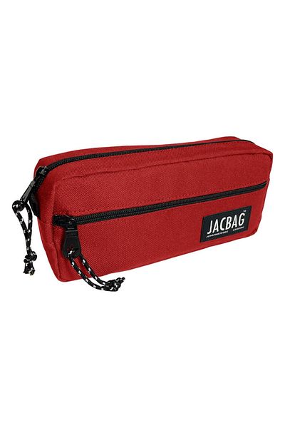 Jacbag Κόκκινη μολυβοθήκη για κορίτσια με διπλό φερμουάρ