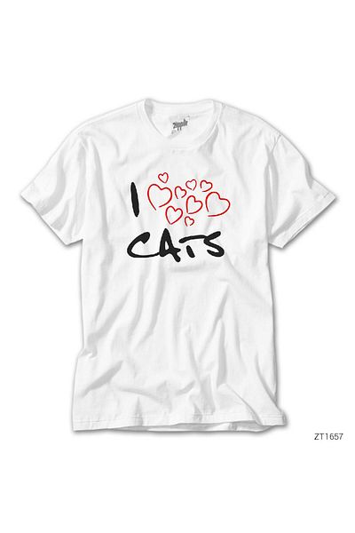 CrowsGate Cat I Love Cats White T-Shirt