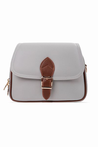 Lal Shoes & Bags Geantă de damă cu acoperire gri - Detaliu curea