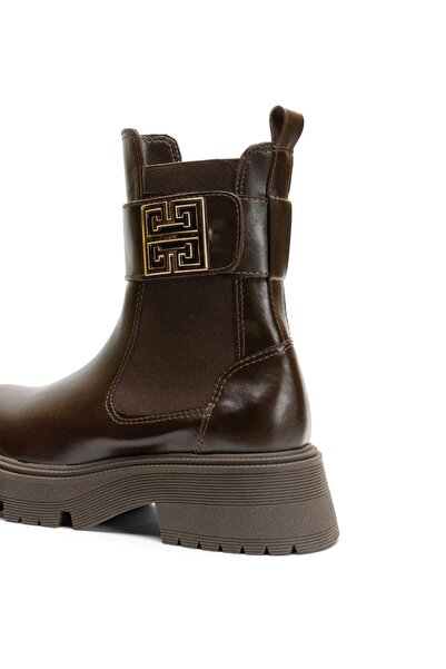 EMIENZA Glow Altın Aksesuar Detaylı Yanları Lastikli Kadın Bot