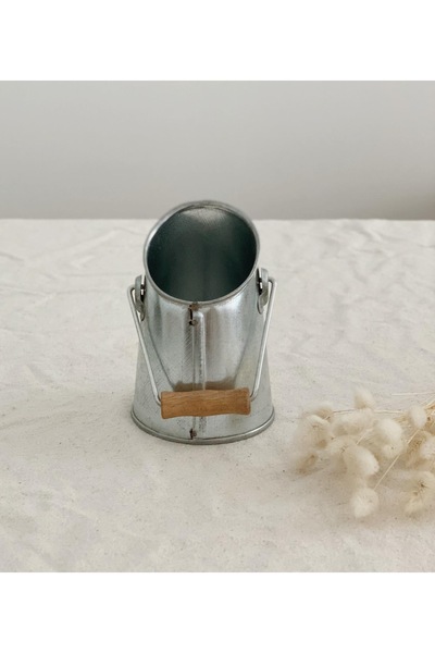 Dekorzdükkan Galvanized Decorative Mini Coal Bucket (8X13Cm)