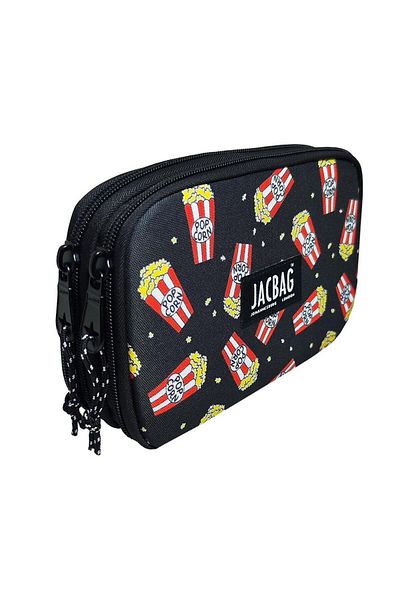 Jacbag Unisex Παιδική θήκη για στυλό - Organizer με διπλά καπάκια και λάστιχο, μοντέλο Popcorn