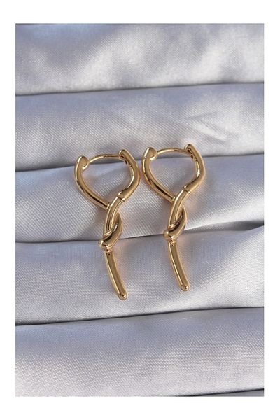 Clariss Brass Gold Color Spiral Rod Design Long Earrings