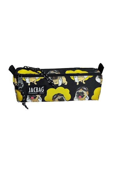 Jacbag Ανδρική τσάντα μολυβιού Dual Prime με δύο διαμερίσματα Triangle Black Yellow Pilot Dog