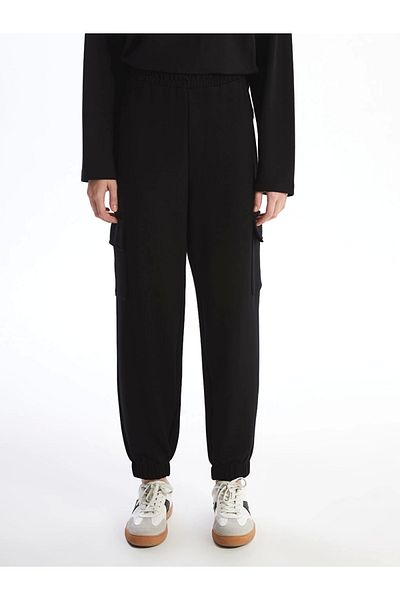 LC Waikiki LCW Vision Μαύρο γυναικείο ελαστικό στη μέση ίσιο Jogger Sweatpants
