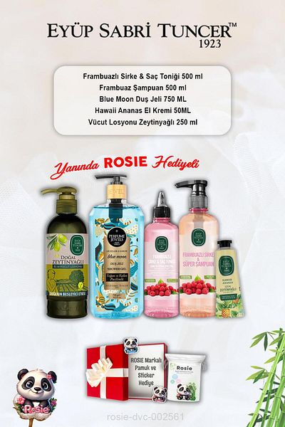 Eyüp Sabri Tuncer Blue Moon Shower Gel - Pineapple Cream, Shampoo and Tonic Raspberry Olive Oil Lotion and Rosie