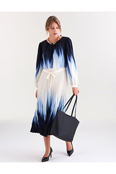 Marks & Spencer Pile Detaylı Uzun Kollu Midi Elbise