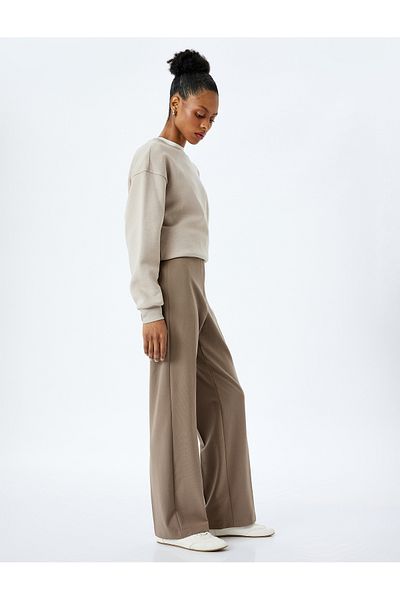 Koton Viscose Blended Straight Wide Leg Fabric Trousers