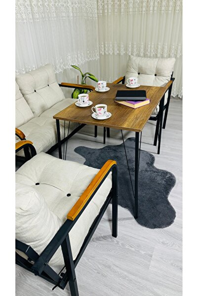 Madame Home Kadife Balkon, Bahçe,Teras,Cafe - Salon - Metal Kanepe Koltuk Tak...