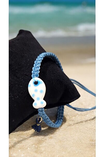 Zet Designe سوار مكرامية على شكل سمكة من السيراميك