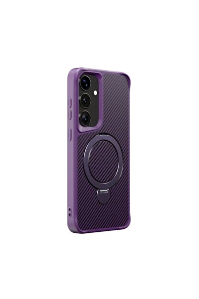 Gpack Samsung Galaxy S24 Kılıf Karbon Fiber Magsafeli Standlı Alp Kapak Derin...