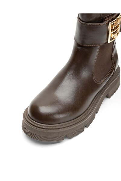 EMIENZA Glow Altın Aksesuar Detaylı Yanları Lastikli Kadın Bot