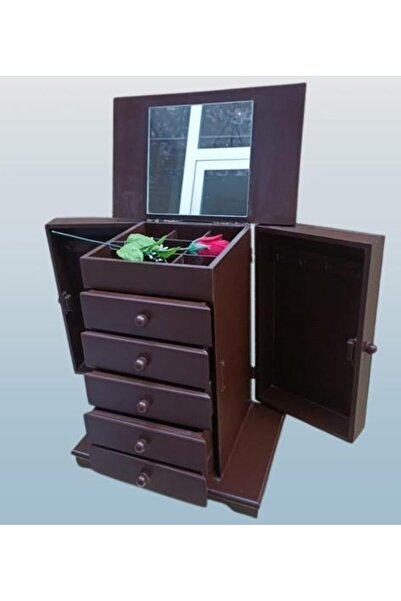 BENGİ TİCARET Hobi ERDL MODEL90525 7Çekmeceli Takı Şifonyer Kutu Aynalı Ceviz...