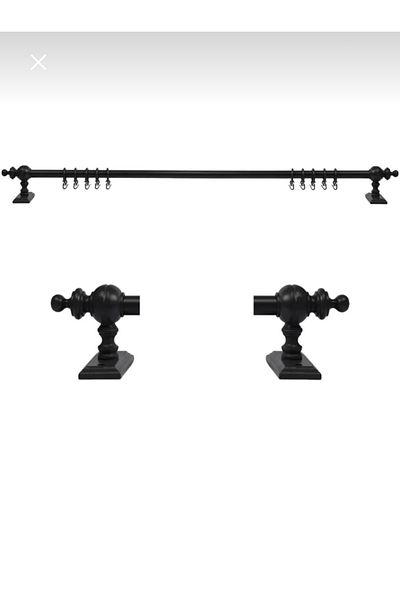 Emsal 100cm Anthracite Rustic Wooden Curtain Hanger - Track and Tube