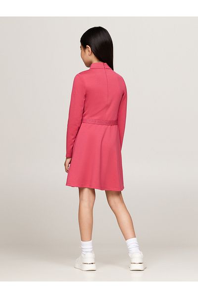 Tommy Hilfiger Tommy Hilfiger Pink Mock Neck Full Sleeve Solid Dresses