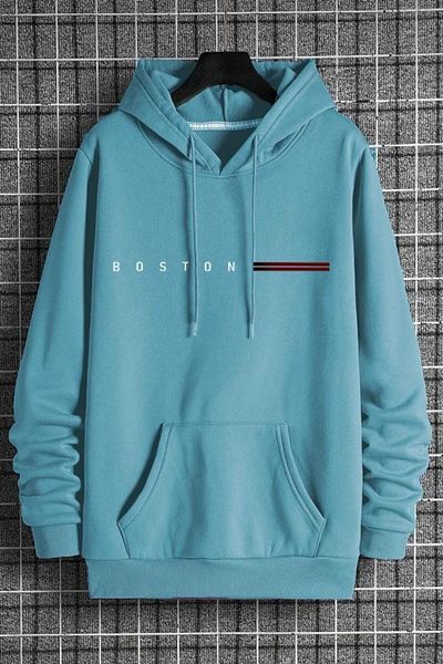 NO 601 Бебешкосин суитшърт с качулка и щампа Boston за момчета