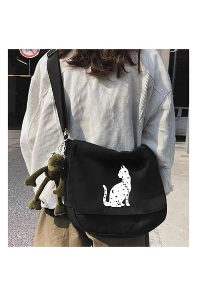 Touz Moda Gothic Cat Black Messenger Bag
