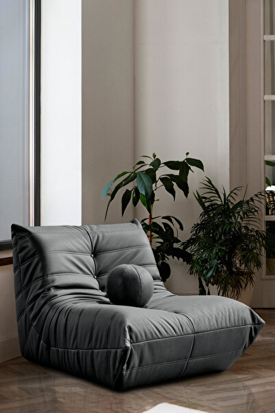 BEKALIVING Barney Comfort Berjer Deri Siyah