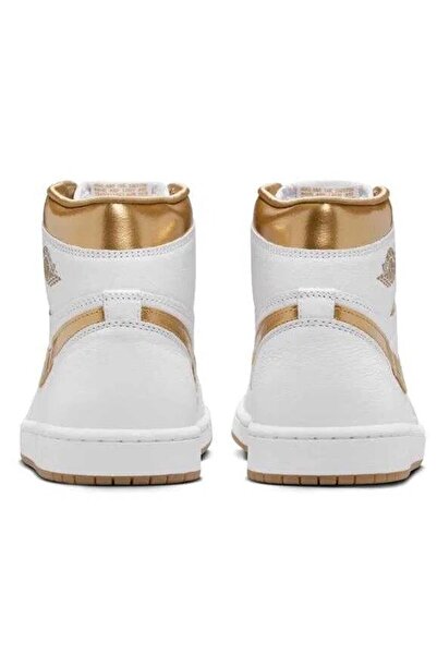 Nike Air Jordan 1 Mid Retro Unisex Sneaker Hakiki Deri Bilekli Spor Ayakkabı Beyaz-gold